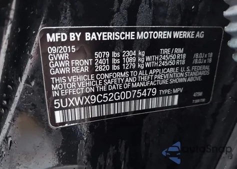 2016 BMW X3 xDrive28I z USA, uszkodzony, nr VIN 5UXWX9C52G0D75479